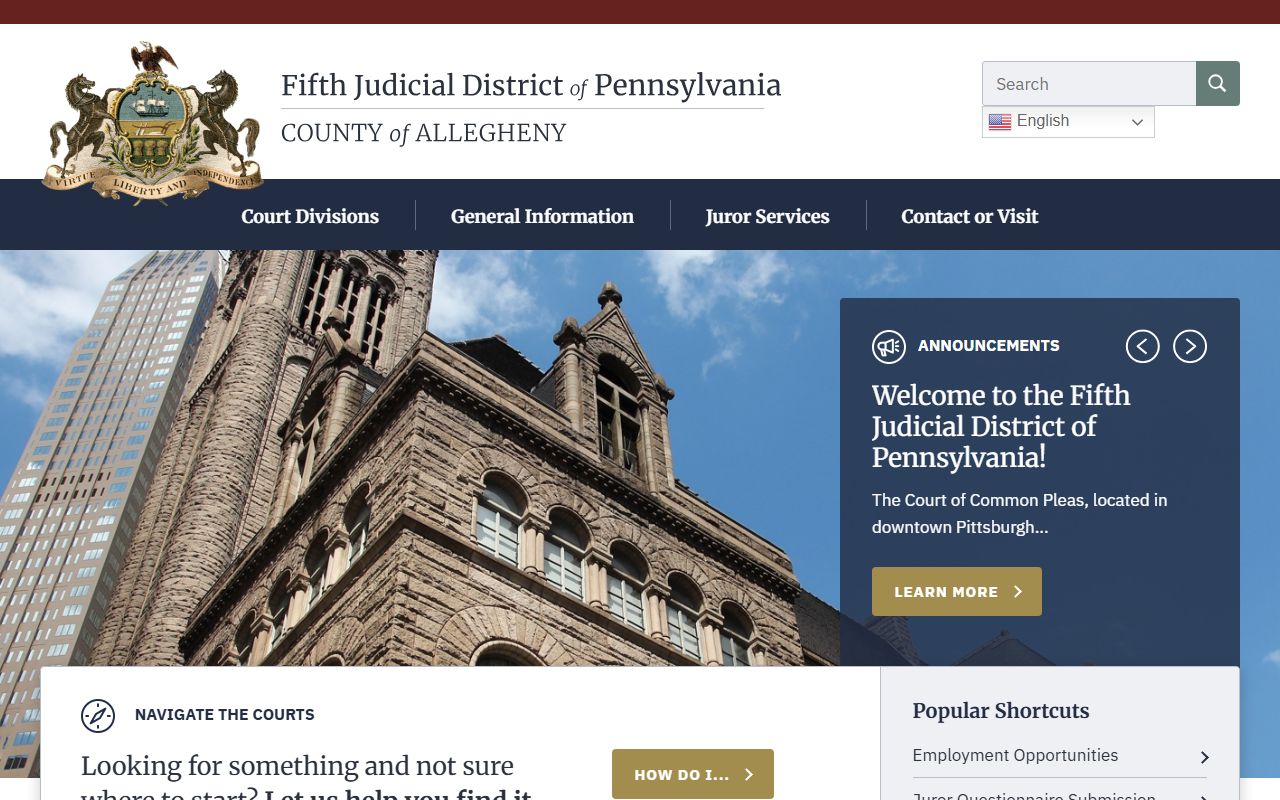 Allegheny County inmate population courts website Pittsburgh