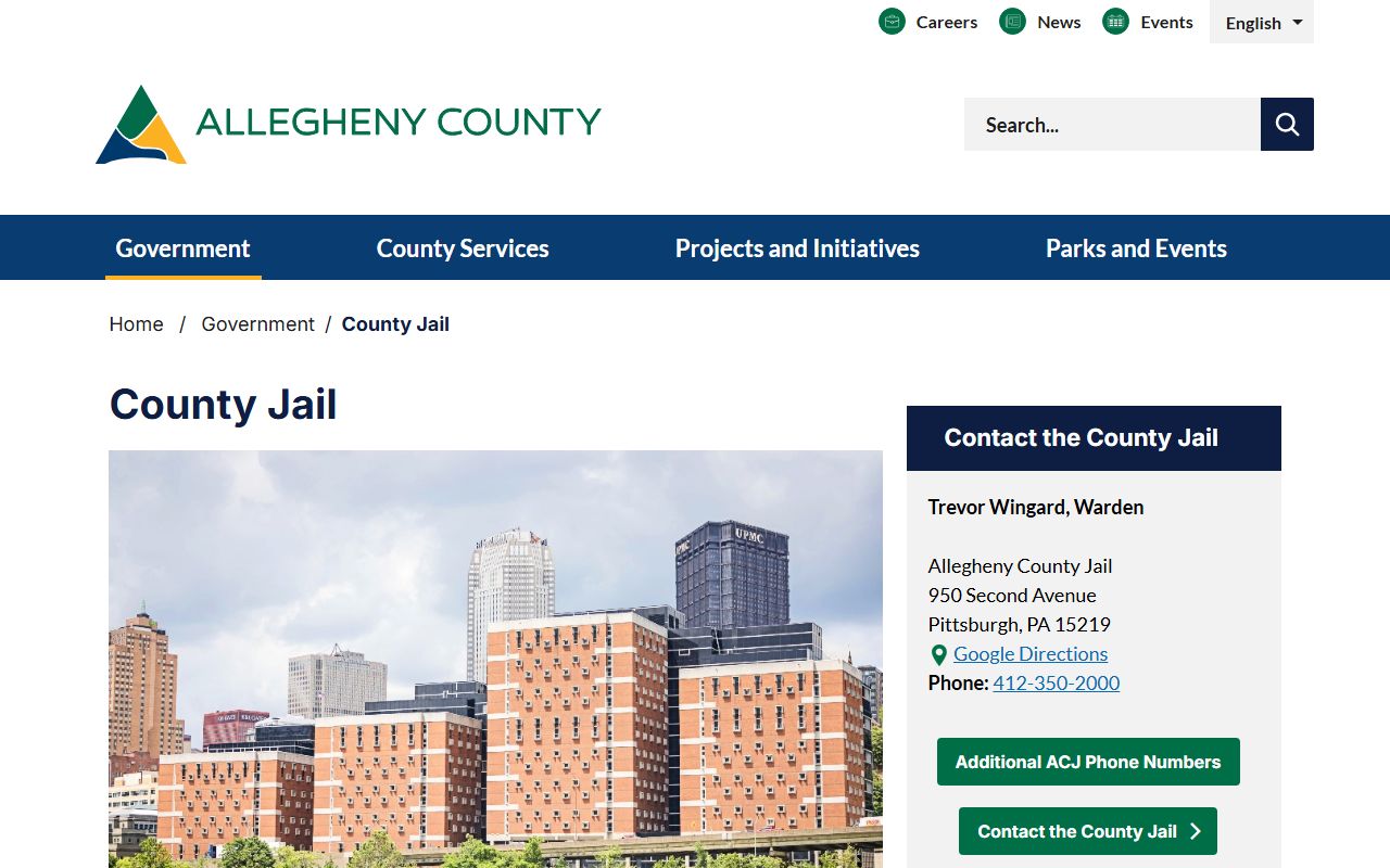 Allegheny County inmate population jail facility page Pittsburgh