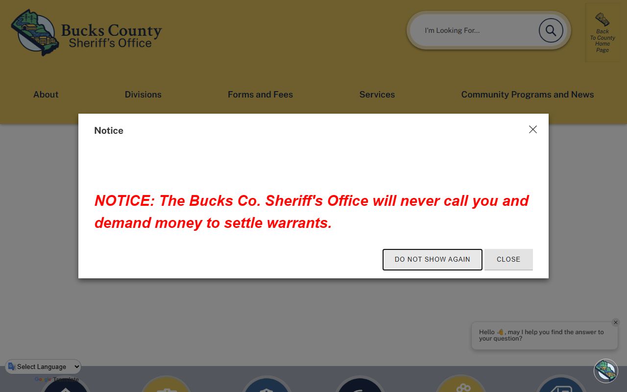 Bucks County inmate population Sheriff's Office official website