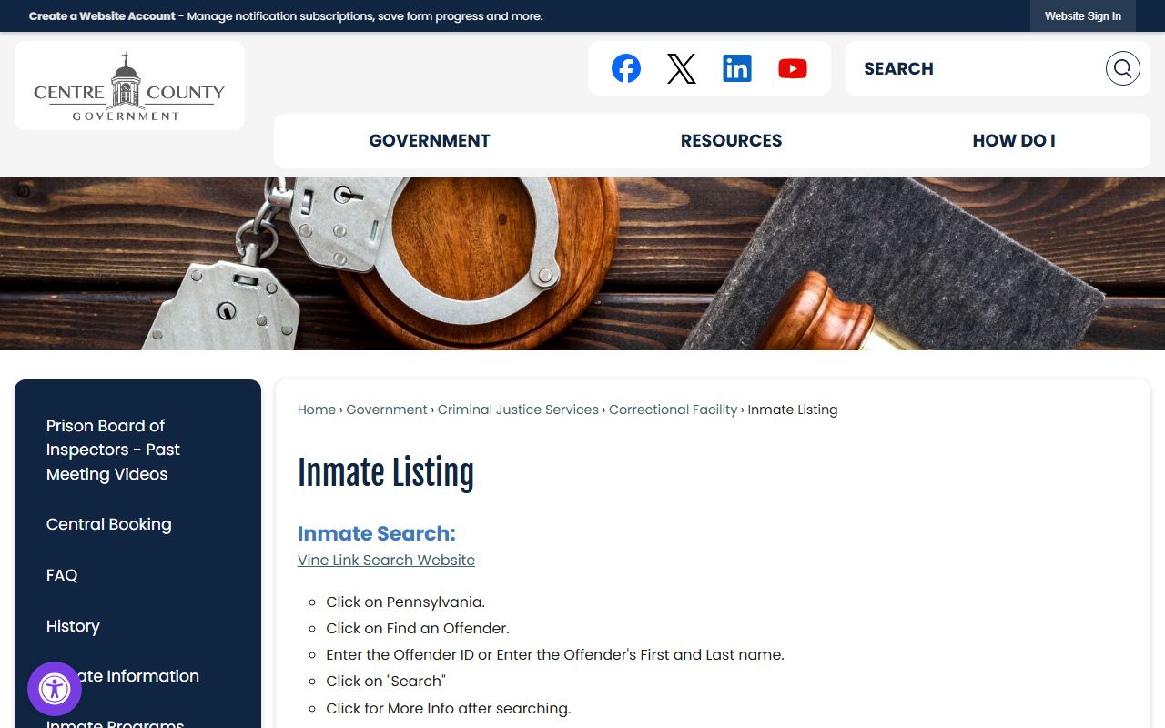 Centre County Inmate Listing - Centre County Inmate Population Records