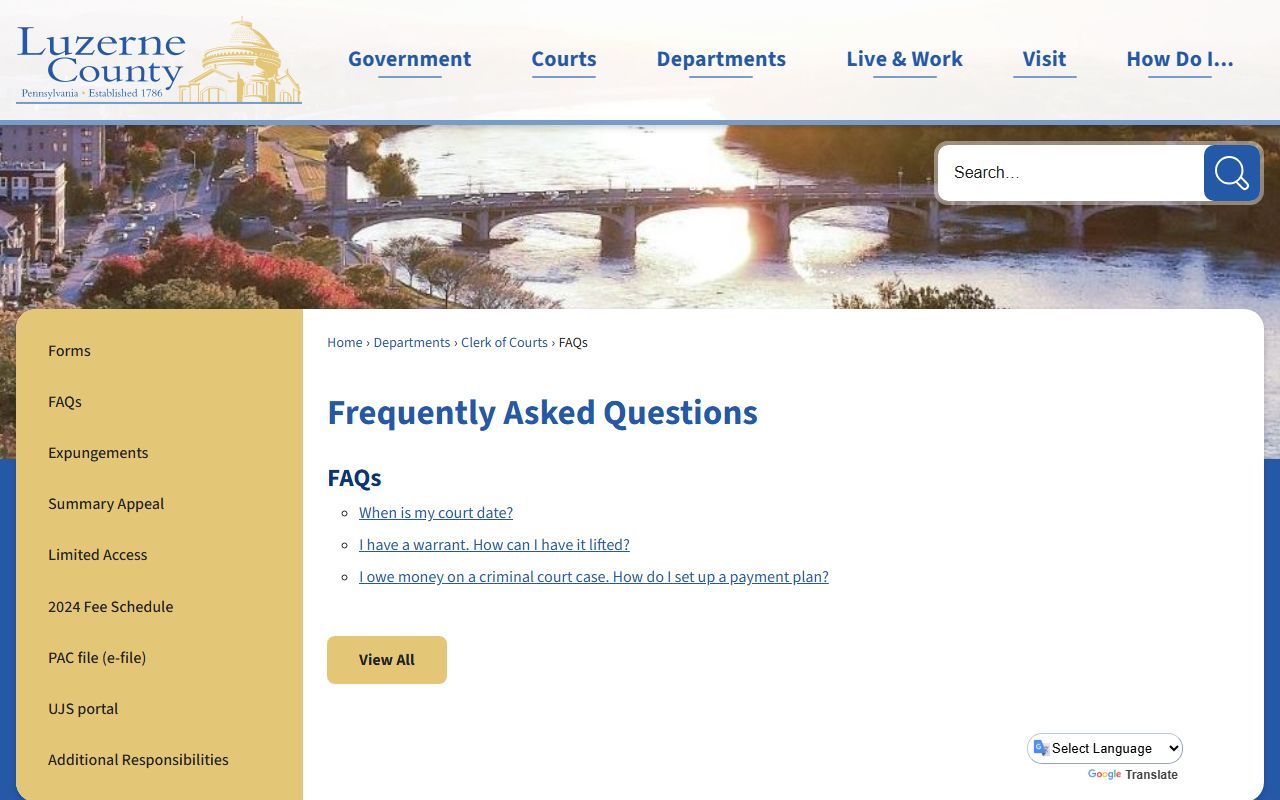 Luzerne County inmate population inmate search portal