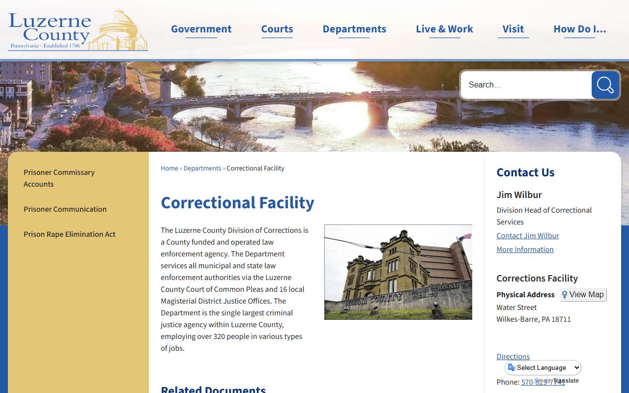Luzerne County inmate population Right-to-Know Office records request