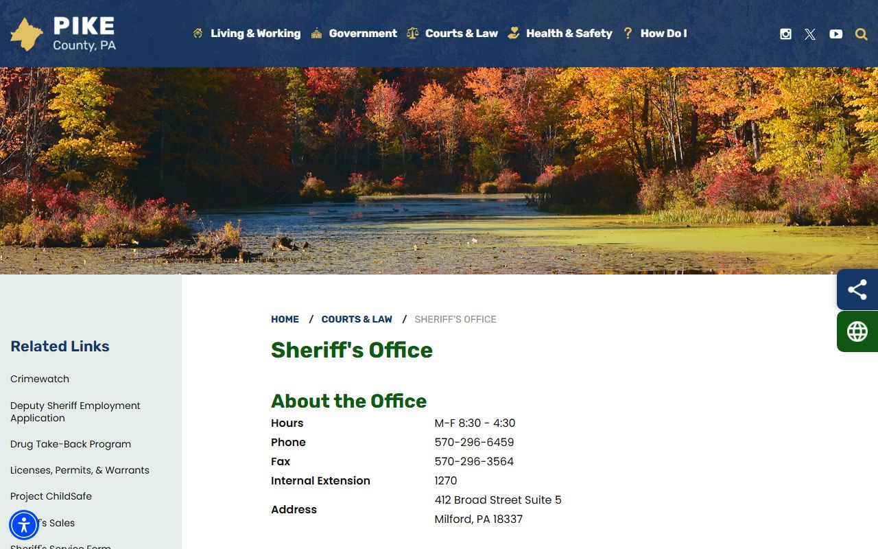 Pike County Sheriff Office website for Pike County inmate population records